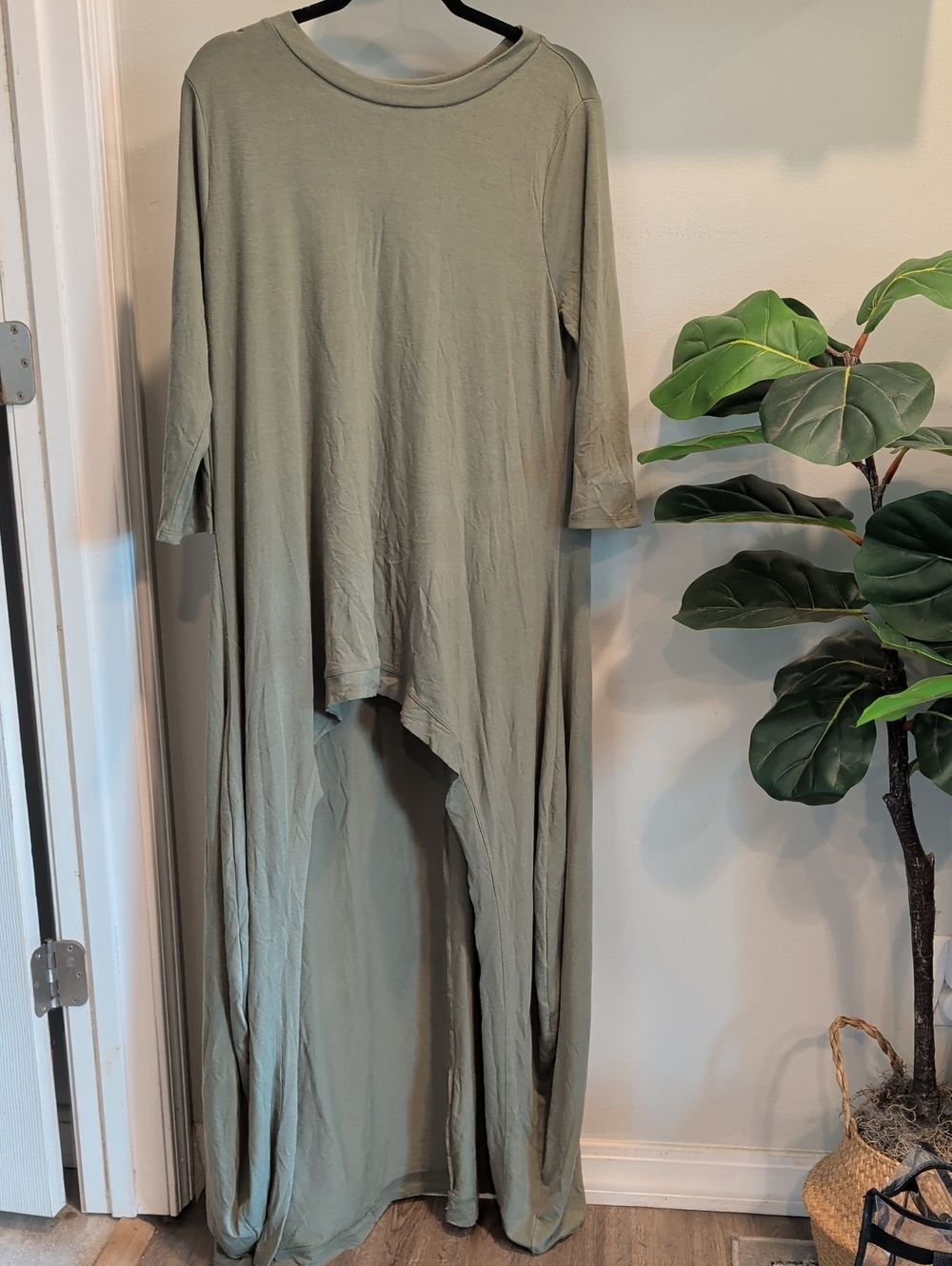 Zenana Outfitters Olive High-Low Maxi Jumpsuit